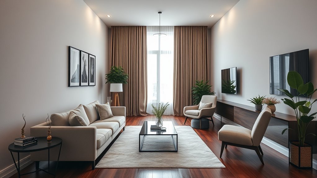 arrange long narrow living room