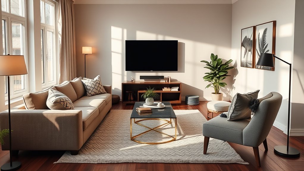 arranging furniture around tv