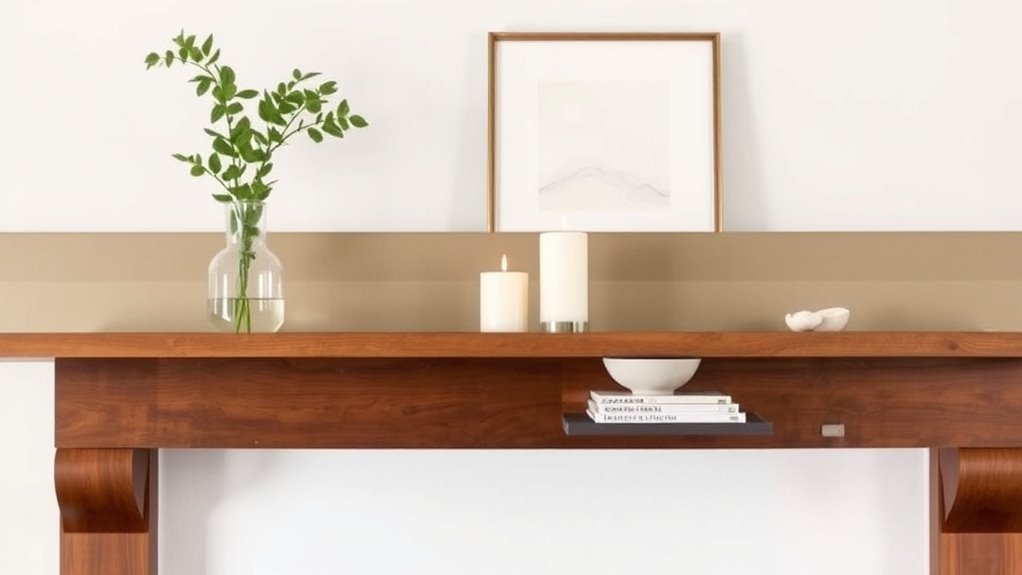 clutter free fireplace mantel styling