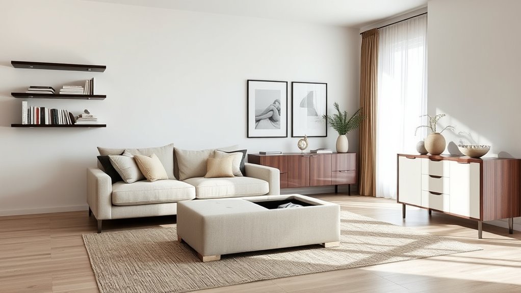 clutter free living room storage