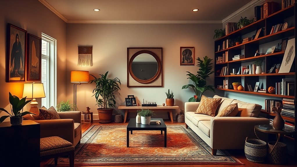 cohesive windowless living room