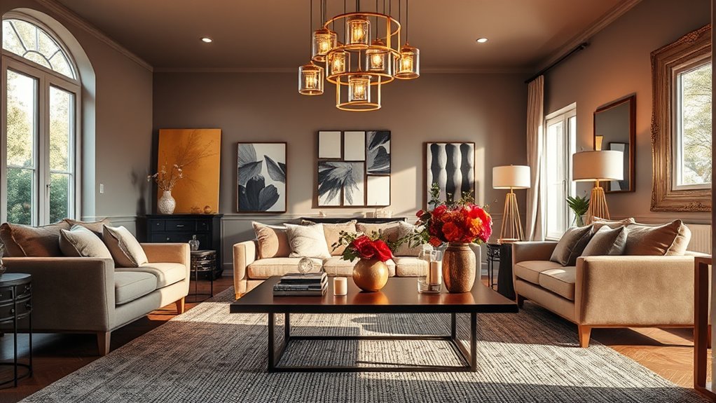 layered lighting and decor