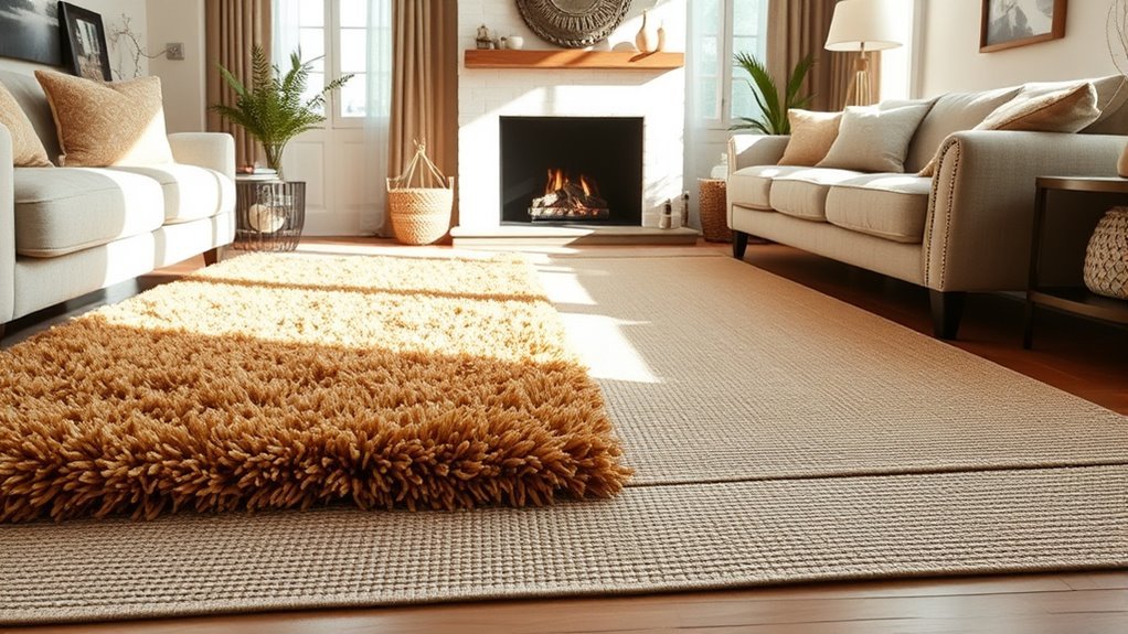 layered rugs for warmth