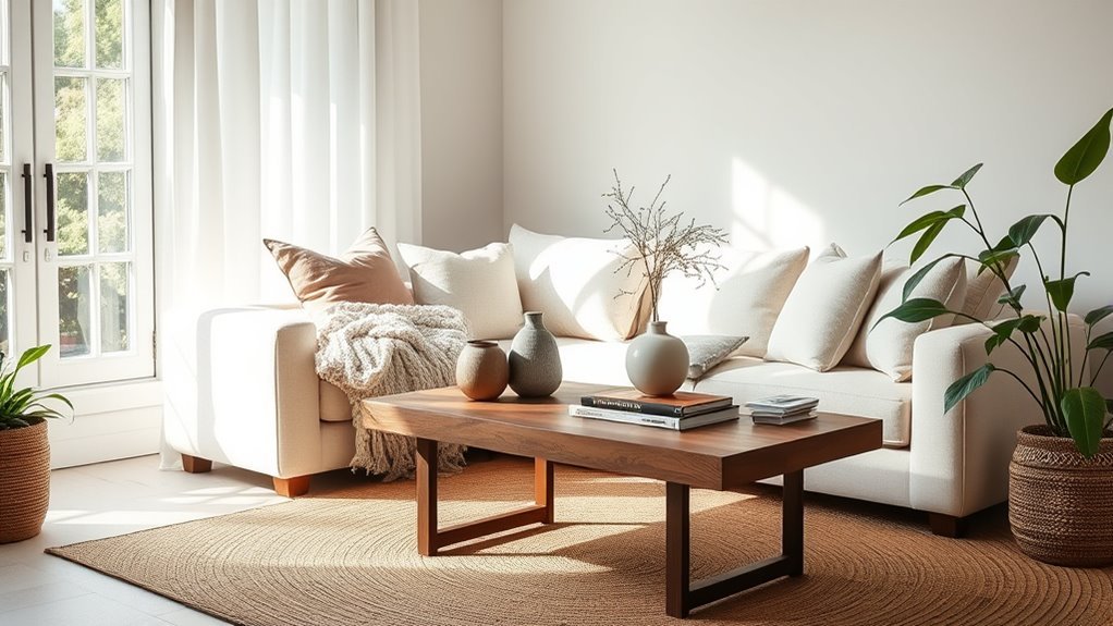 layered textures neutral living room