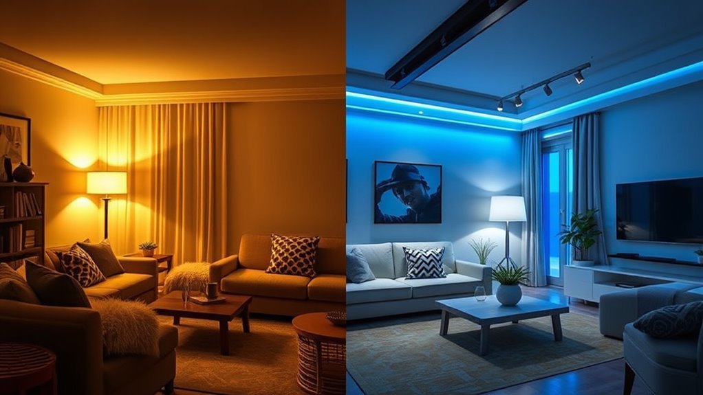 mix warm and cool lighting