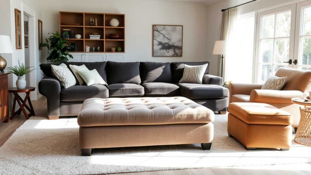ottomans enhance living room functionality