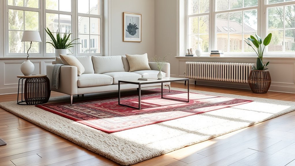 rug layering for spatial definition