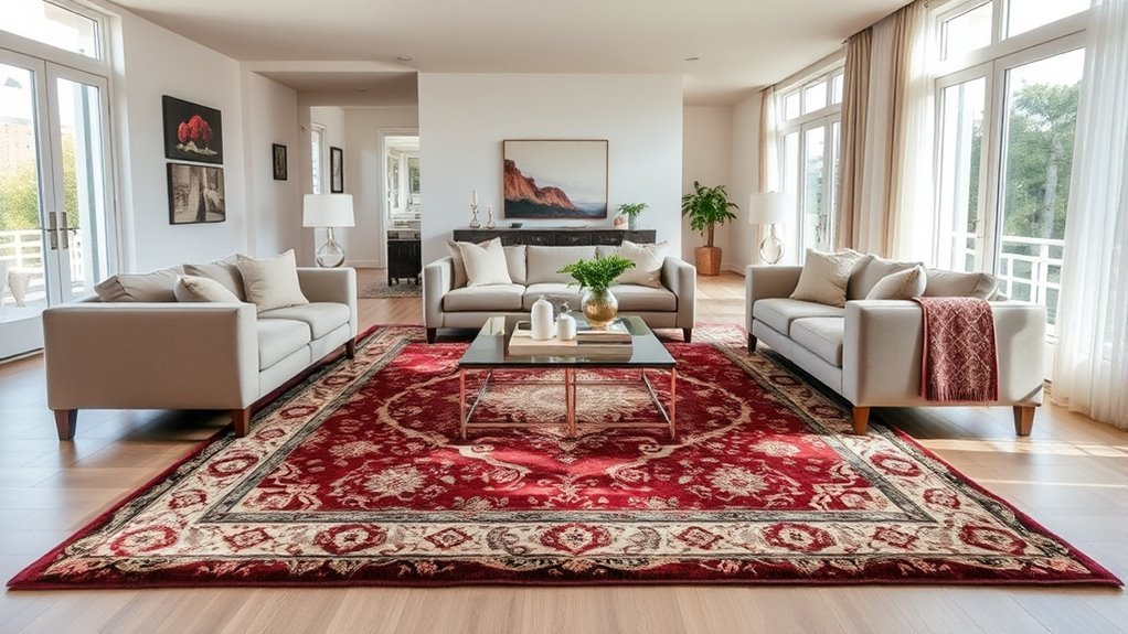 rugs define living room spaces