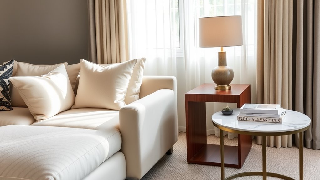 selecting and arranging side tables