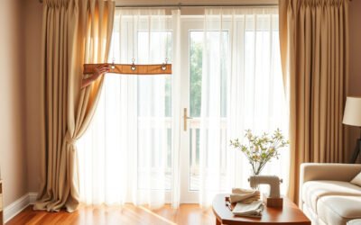 Living room curtains hanging too short while hands add clip rings as a length fix