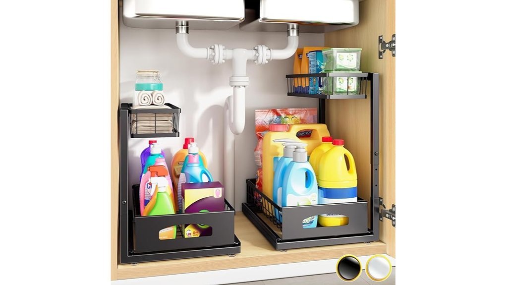 adjustable under sink organizer