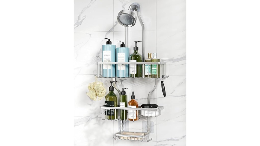 aluminum shower caddy with basket