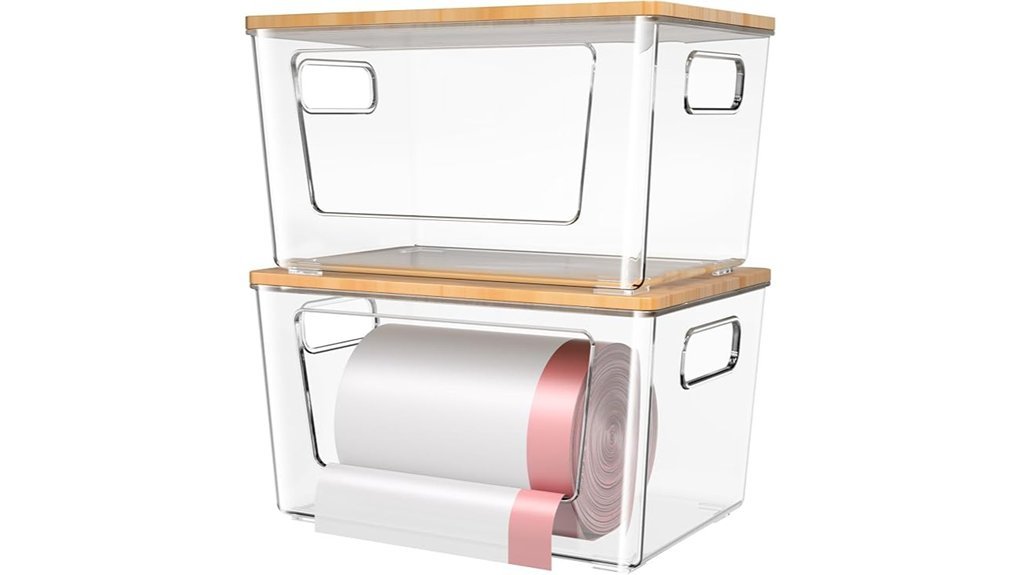 bamboo lid trash bag holder
