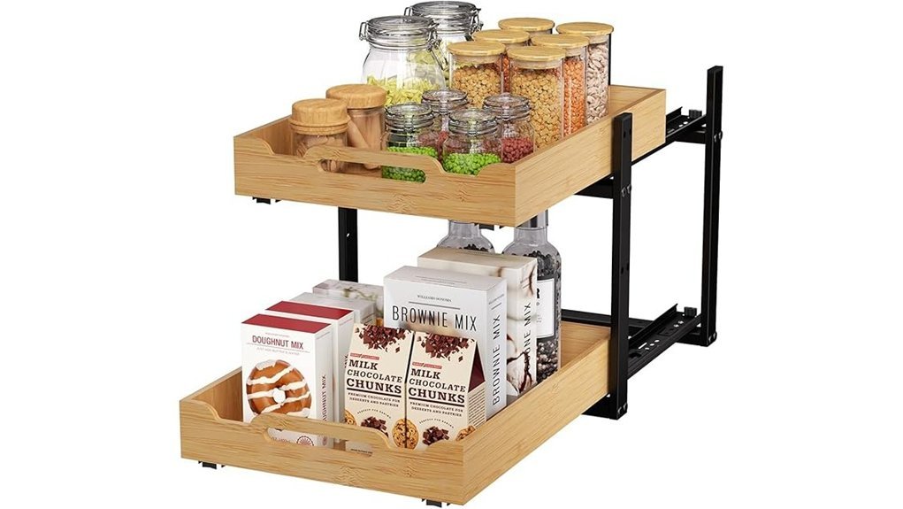 bamboo pull out cabinet organizer