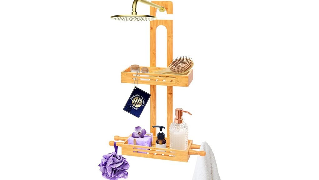 bamboo two tier shower caddy