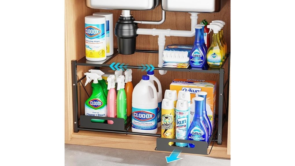 black 2 tier under sink organizer