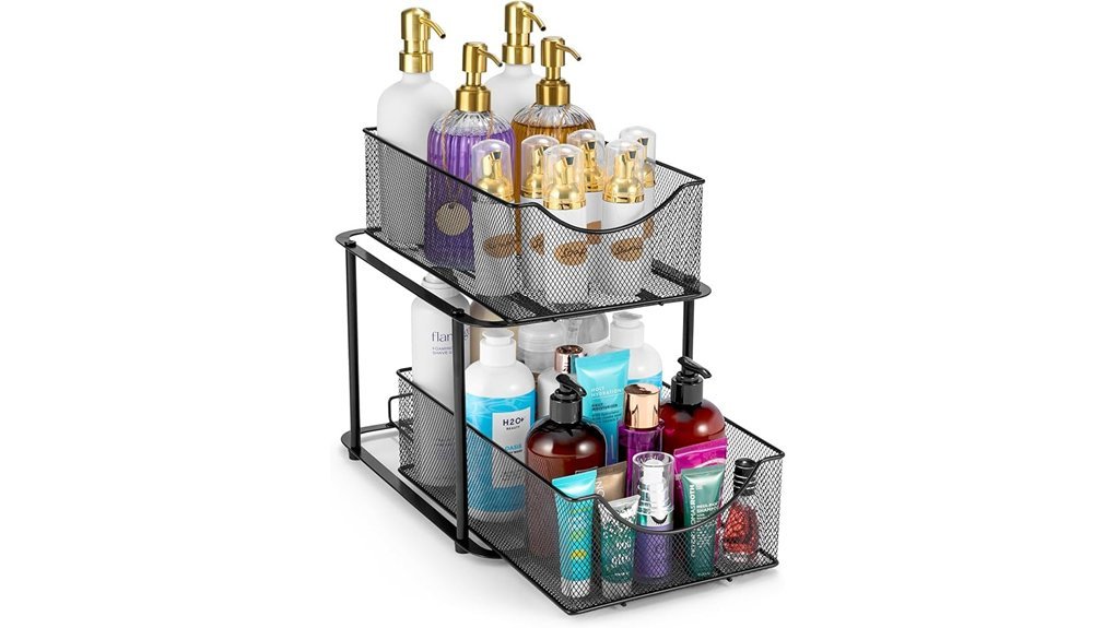 black metal sink organizer