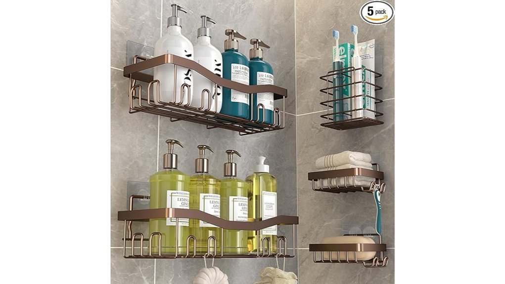 bronze adhesive shower caddy