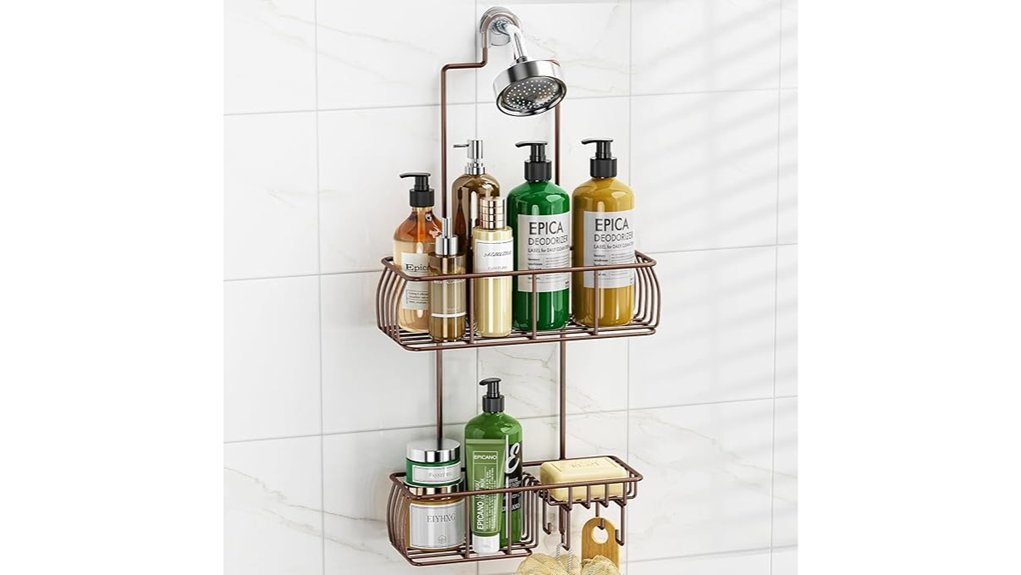 bronze hanging shower organizer