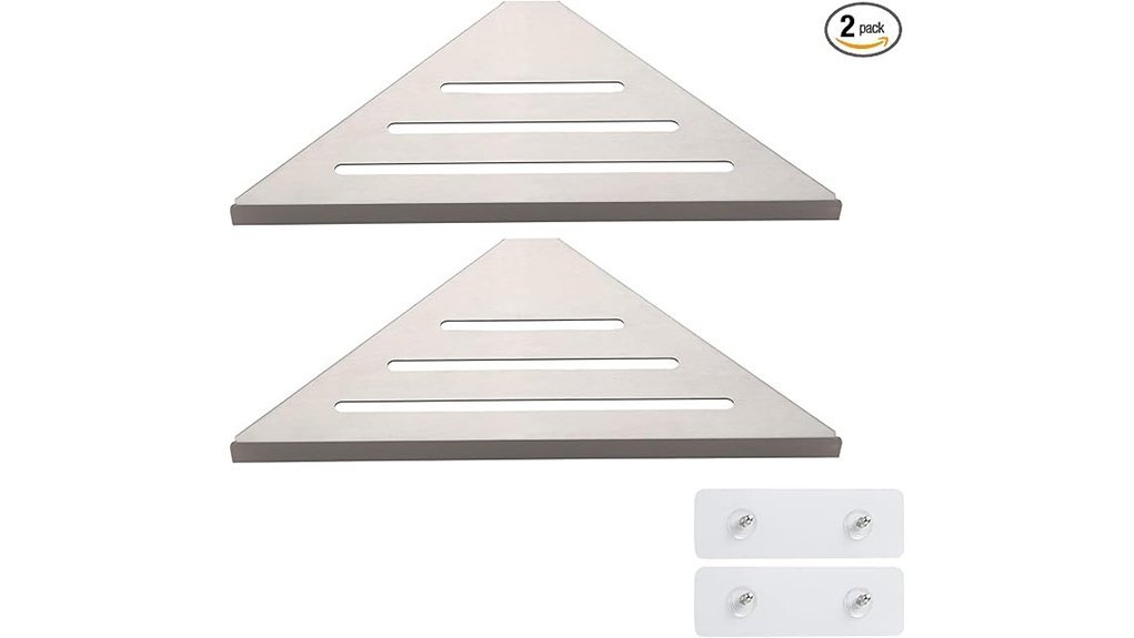 brushed nickel shower shelves