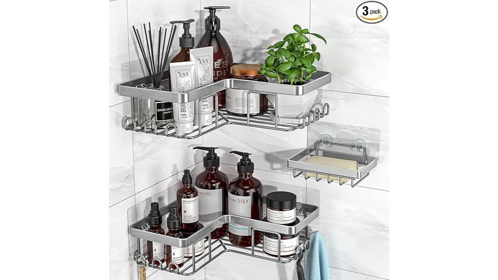 corner adhesive shower caddy