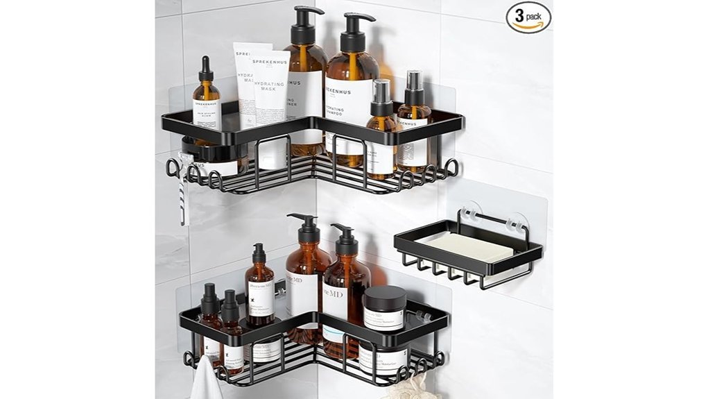 corner adhesive shower caddy