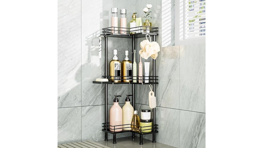 corner shower caddy hooks