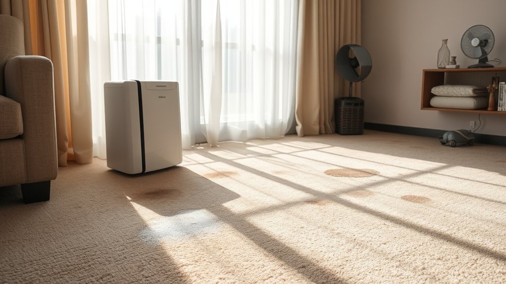 dehumidifier accelerates carpet drying