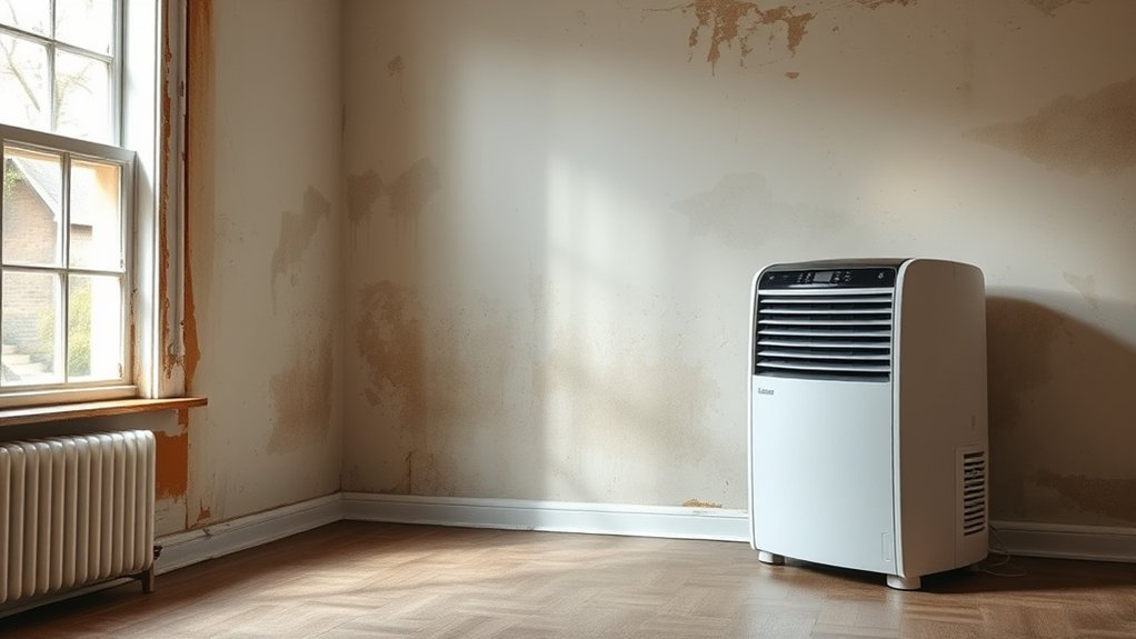 dehumidifier aids wall drying