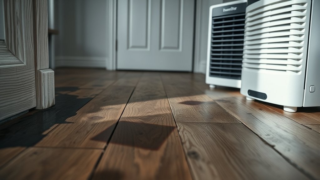 dehumidifier extracting floor moisture