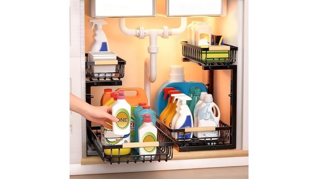 dual tier pull out storage