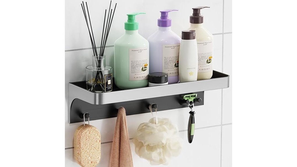 effective adhesive shower storage