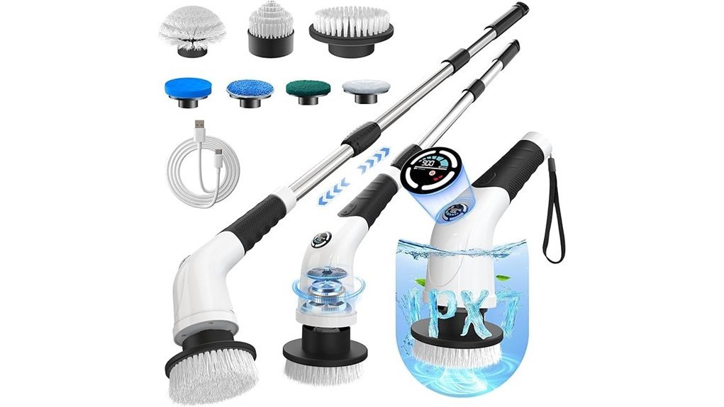 electric spin scrubber seven replaceable brush heads