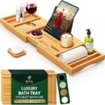 elegant wooden bathtub caddy