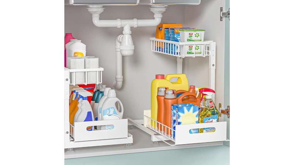 l shaped under sink organizer