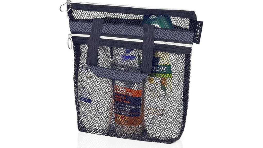 mesh shower bag with pockets