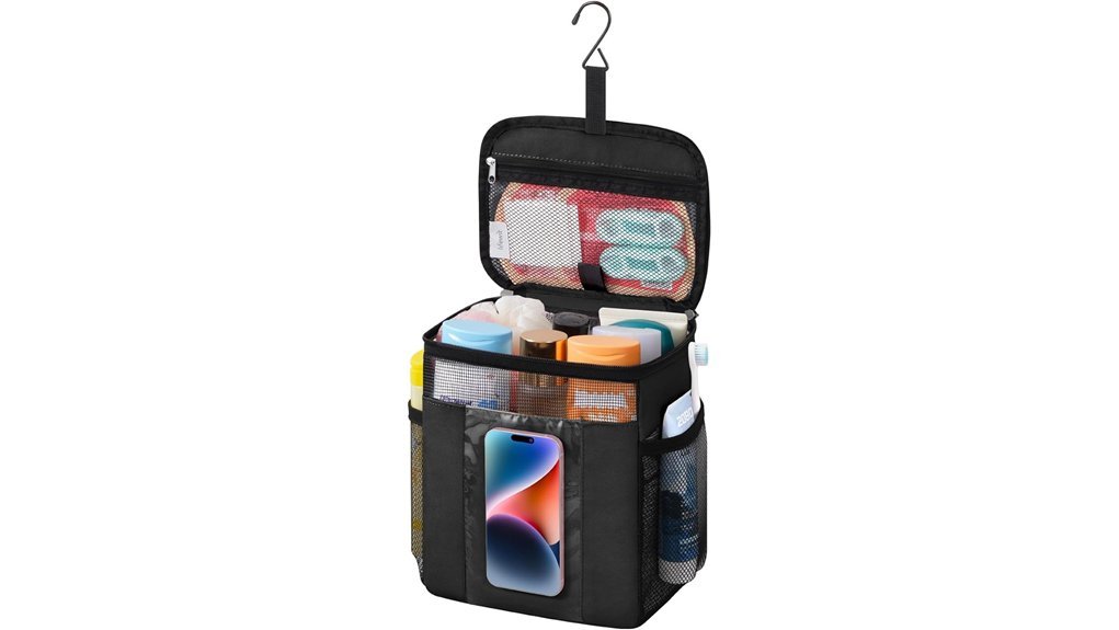 mesh shower caddy with pocket