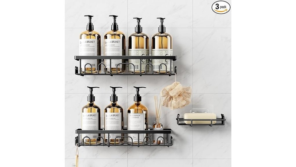 rustproof adhesive shower organizer
