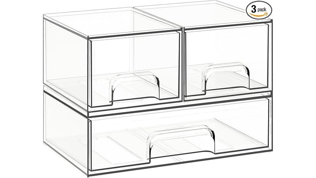 stackable clear storage drawers