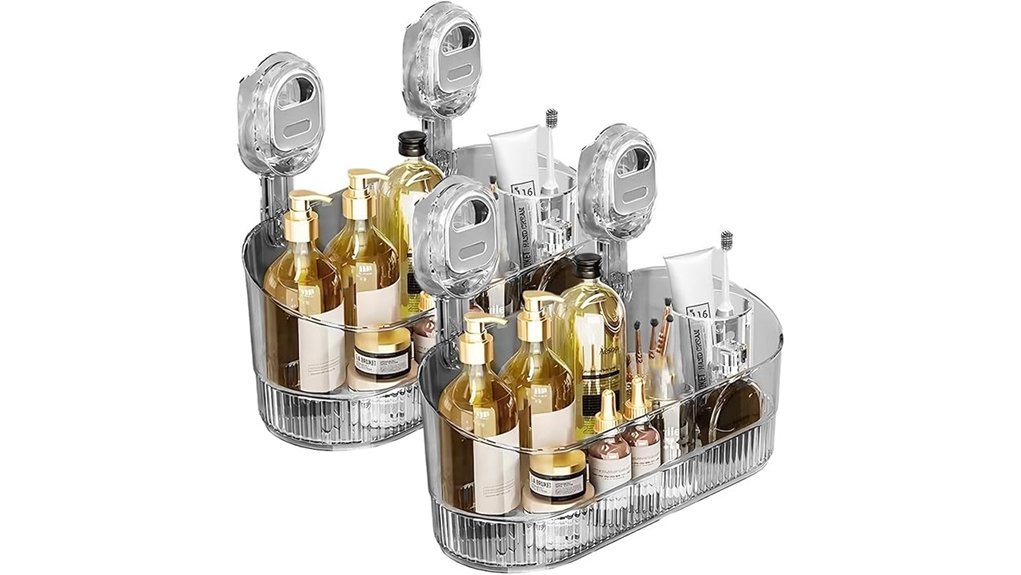suction mounted shower organizer box
