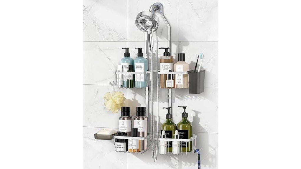 versatile adjustable shower storage