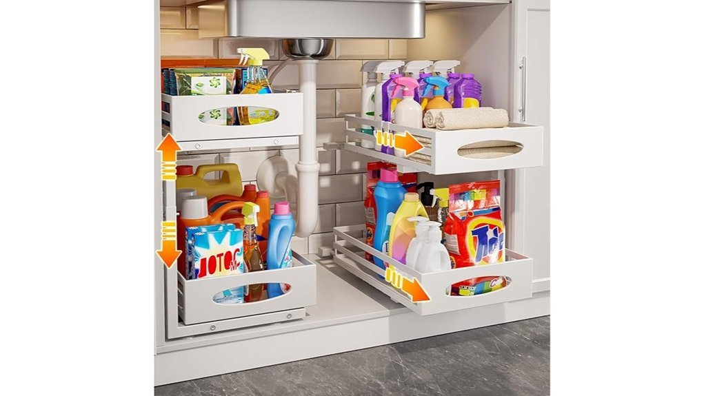 white slide out organizer set