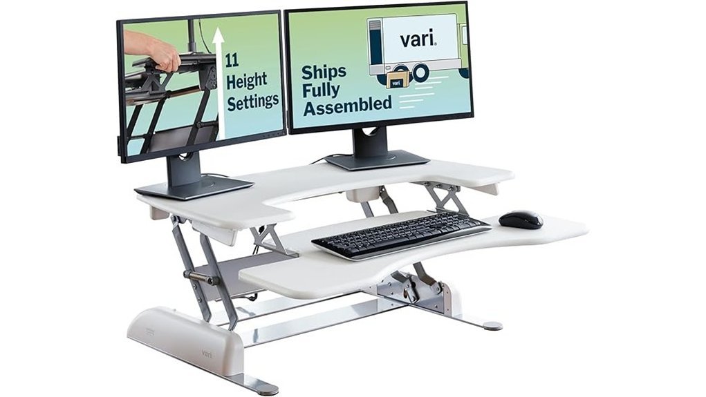 adjustable white desk converter