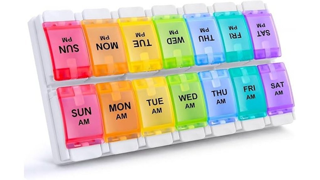 colorful 7 day pill organizer
