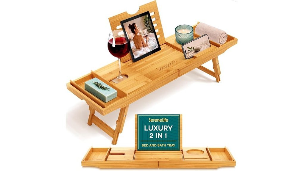 elegant bamboo bath organizer