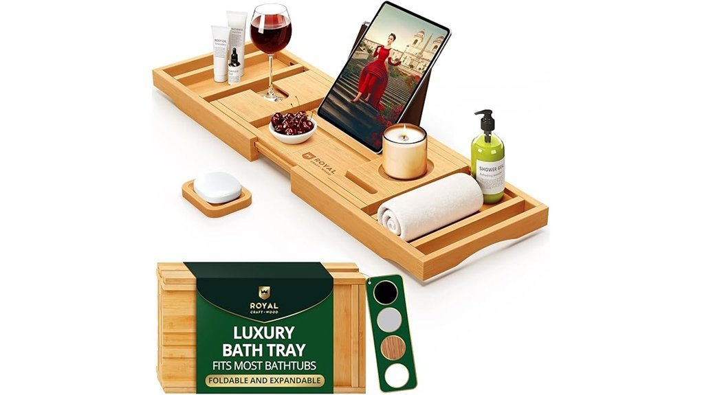 elegant wooden bathtub organizer