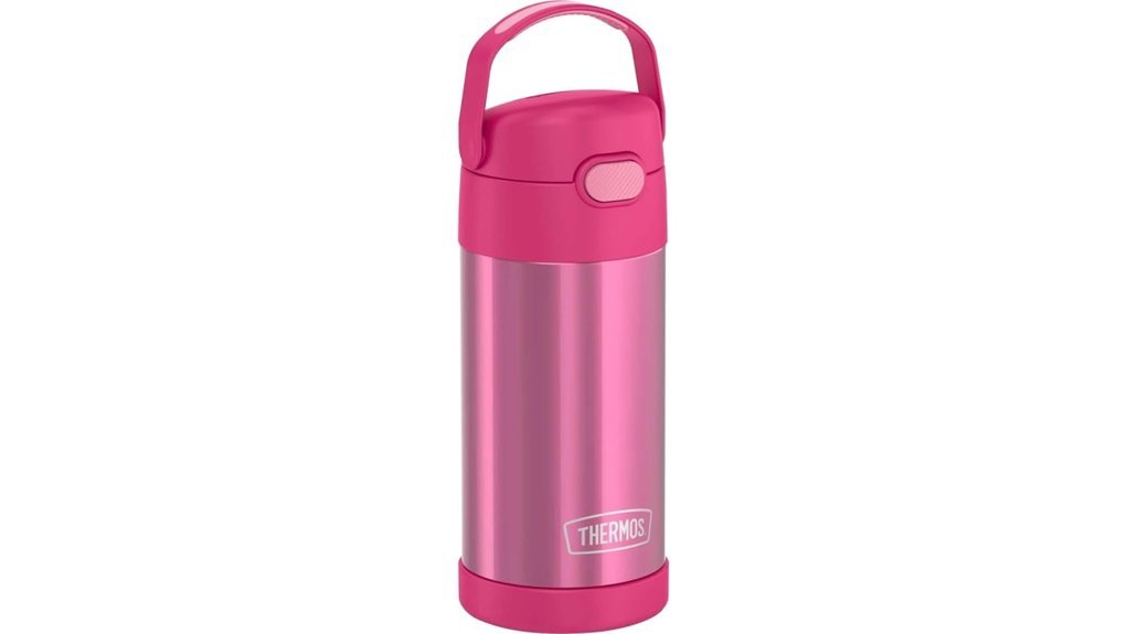 pink 12oz straw bottle