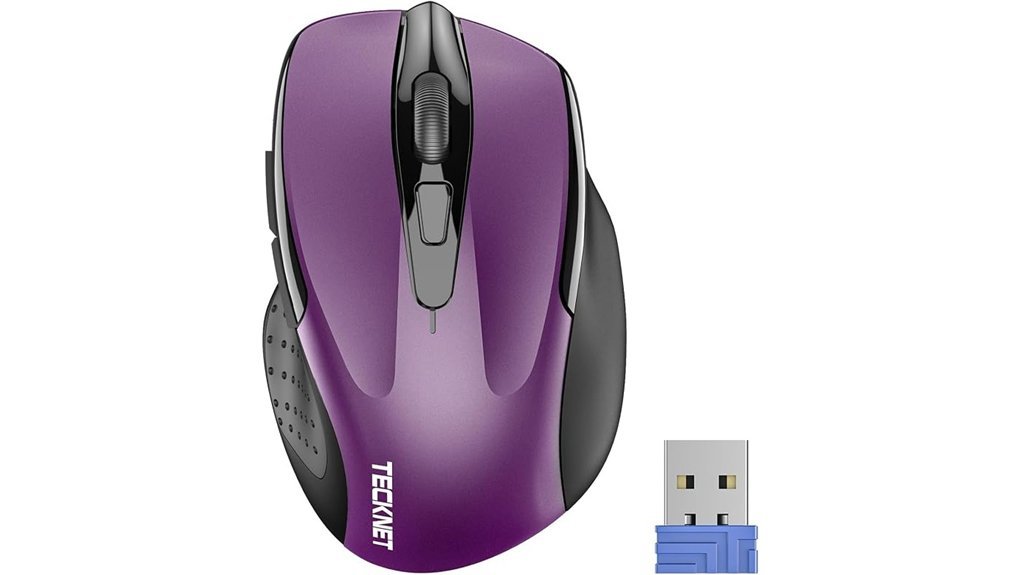 purple ergonomic wireless mouse