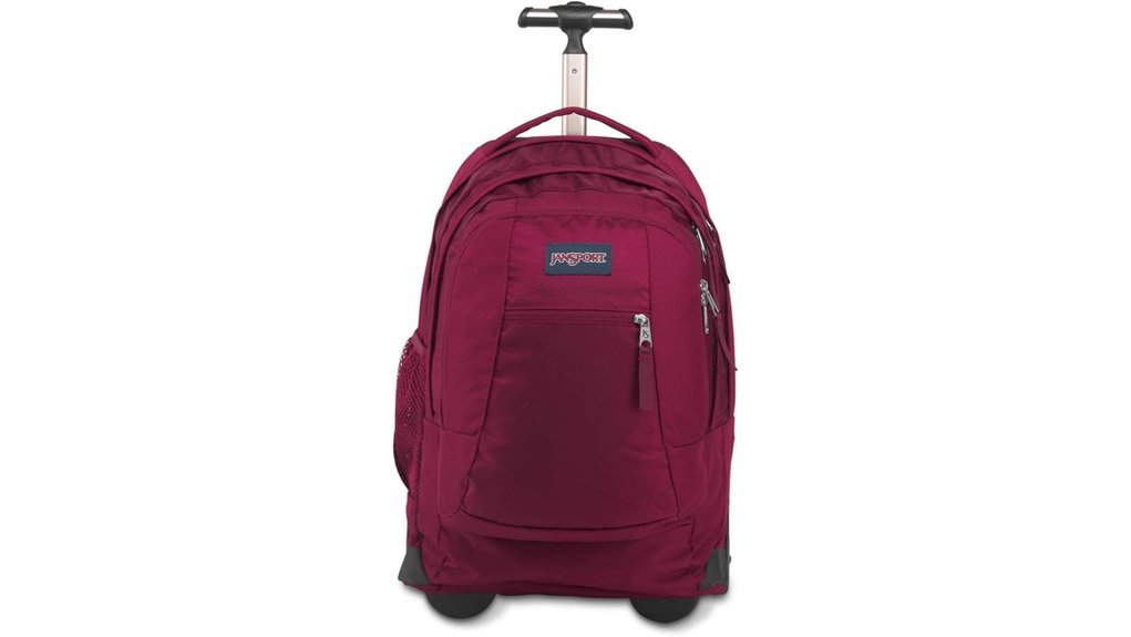 rolling backpack in red