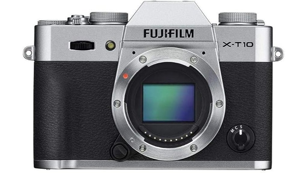silver mirrorless camera body